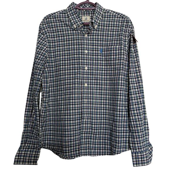 Johnnie O Hangin Out Button Down Shirt Plaid Medium Tailgate Prep Harborcore - Picture 1 of 7